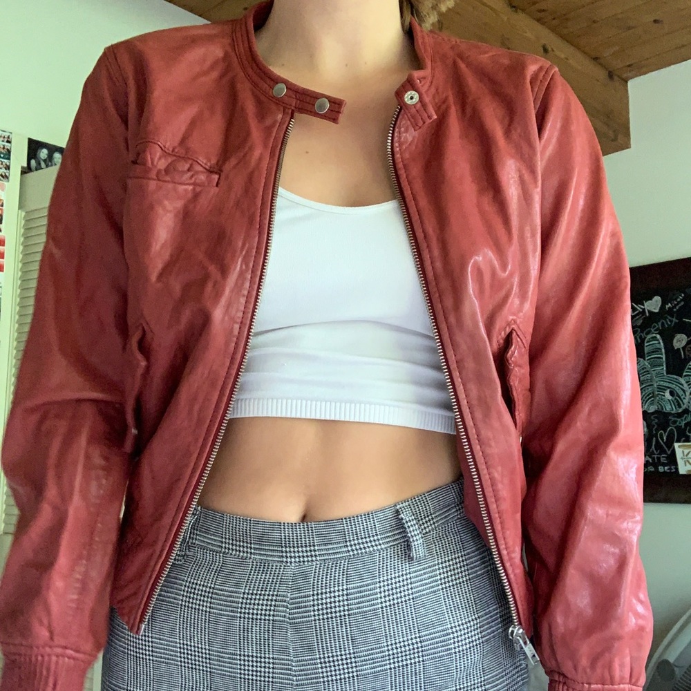 Red leather jacket